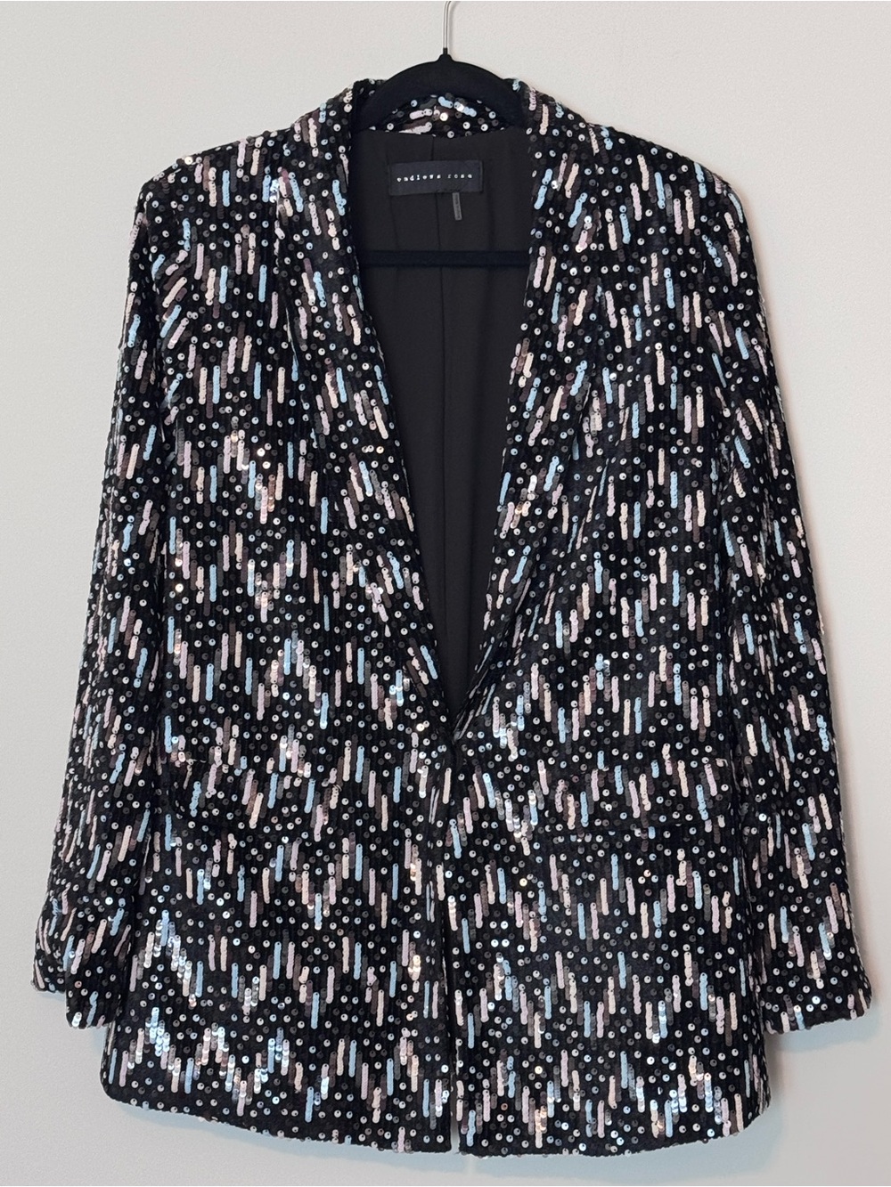 Endless Rose Black Multicolor Sequin Blazer Size Large Pink Blue Party Jacket